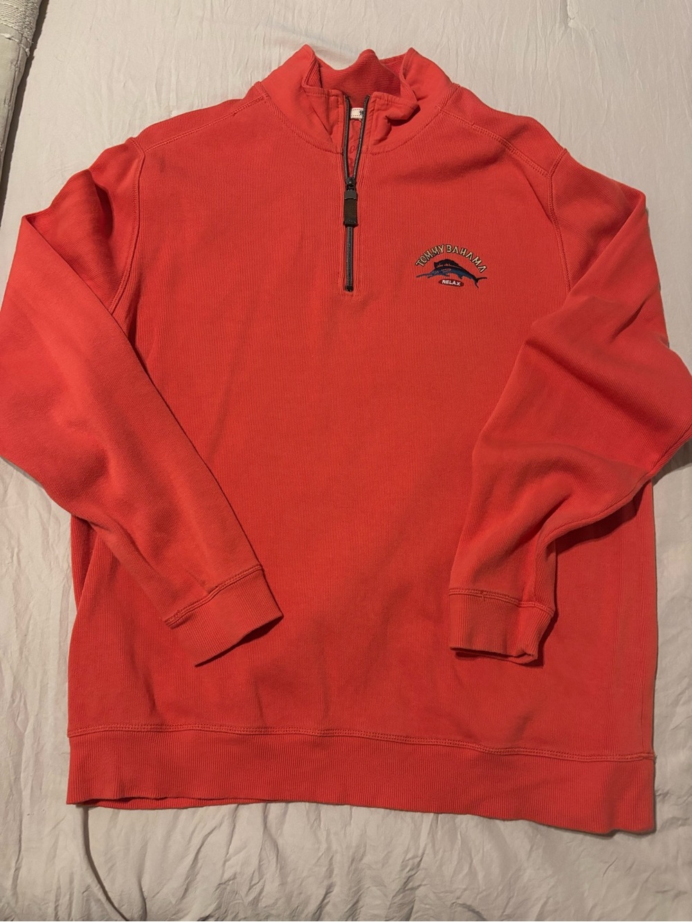 Tommy Bahama Coral Zip-Neck Pullover Sweater